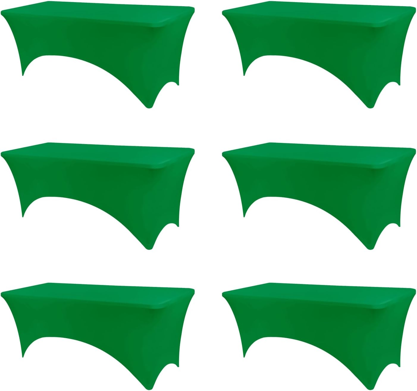 Stretch Table Covers for 8 Foot Tables - 6 Pack Emerald Green