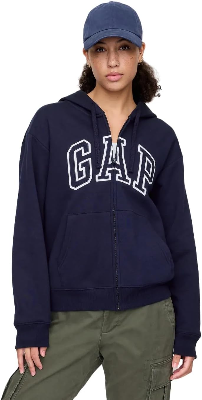 GAP Womens Logo Hoodie Full Zip Sweatshirt for Cozy Comfort