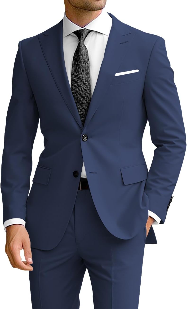 Wangyue Men's 2 Piece Suit Slim Fit for Weddings and Prom
