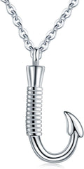 Fishing Hook Cremation Necklace for Ashes Memorial Pendant - Durable