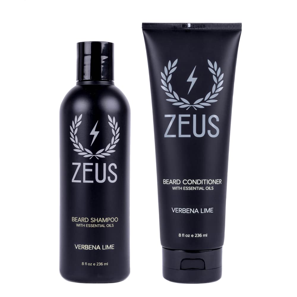 ZEUS Beard Wash Set for Men - Hydrating Shampoo & Conditioner