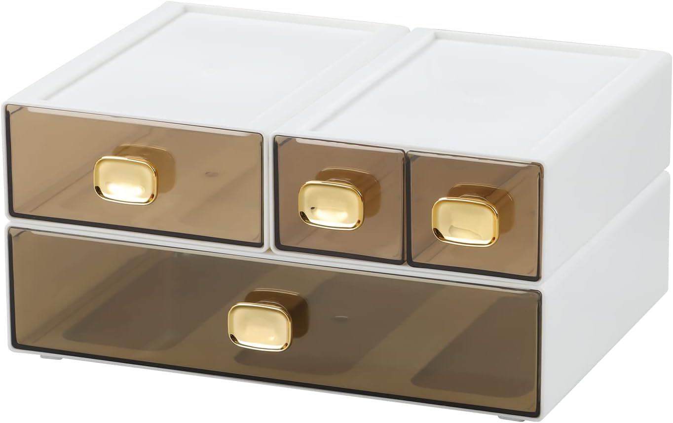 Spacious Desktop Storage Box with Stackable Drawers for Organizing