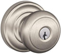 SCHLAGE F51A Andover Knob Keyed Entry Lock in Satin Nickel