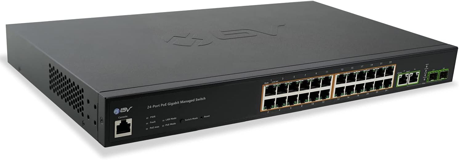 BV-Tech 24-Port Gigabit PoE+ Managed Switch for High Performance