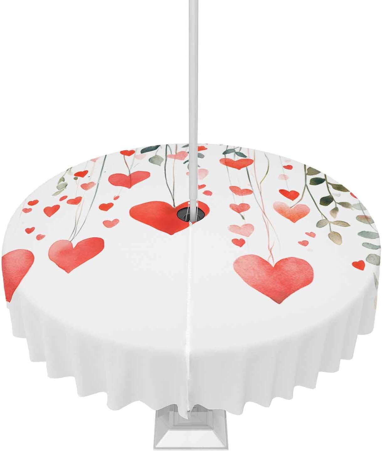 Waterproof Valentine's Day Tablecloth - 60 Inch Round with Zipper - Perfect for Outdoor Parties!