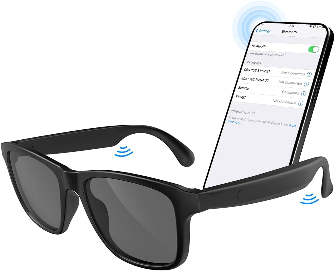 Bluetooth Smart Glasses: UV Protection, Built-in Mic & Speakers