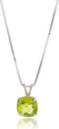 Cushion Cut Gemstone Necklace 8mm Solitaire Birthstone - Elegant Daily