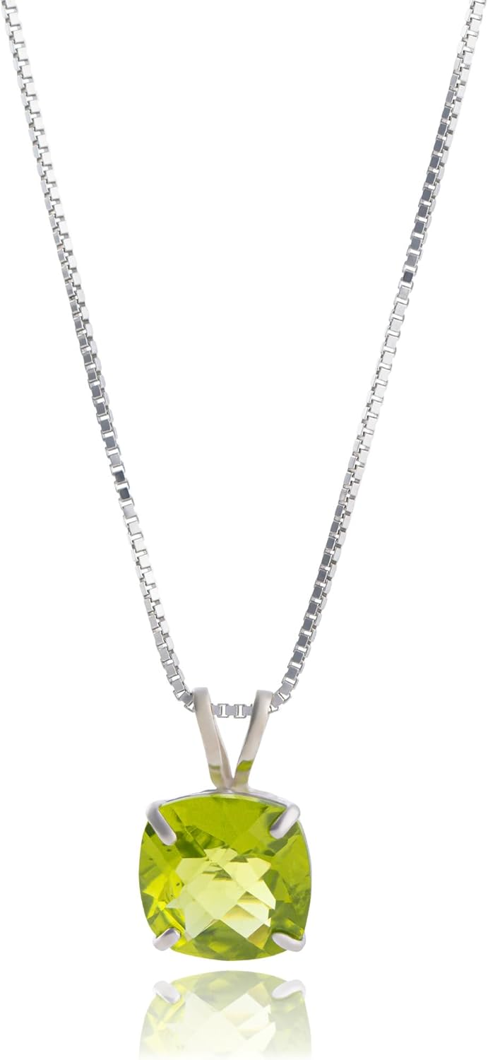 Cushion Cut Gemstone Necklace in 925 Sterling Silver for Women