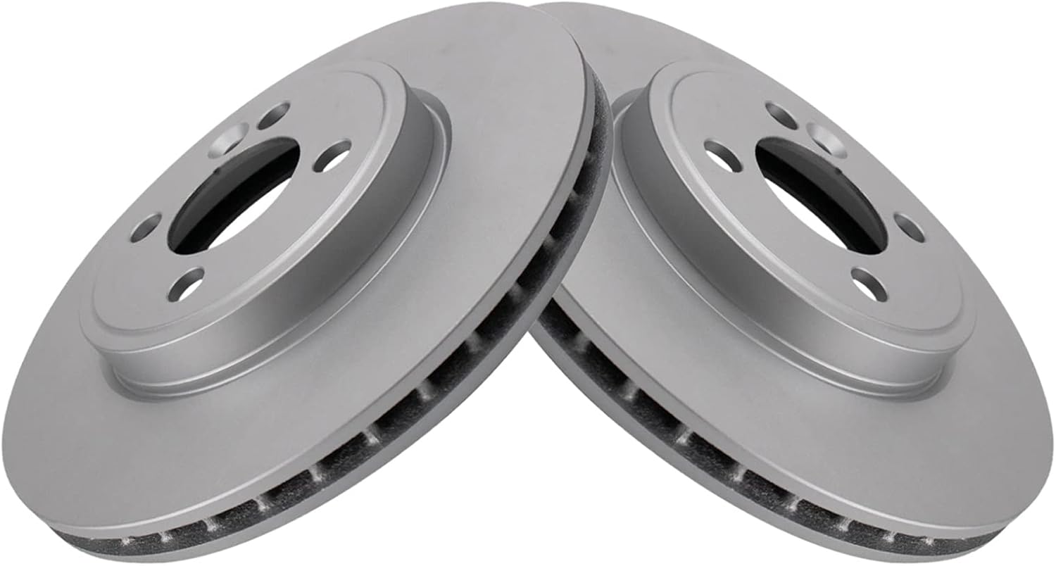 TRQ Front Brake Rotors Set Vented Premium G-Coated for Mini Cooper