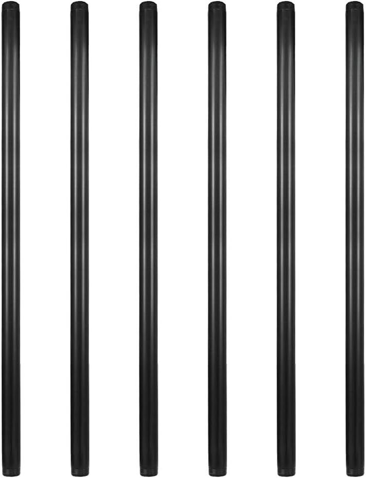 GeilSpace 6 Pack 3/4in 36in Pre-Cut Black Metal Pipe for DIY