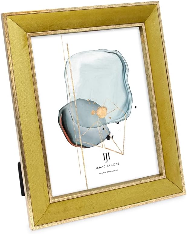Isaac Jacobs Mustard Velvet Picture Frame with Gold Border