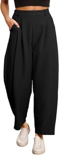 EVALESS Womens Wide Leg Barrel Pants - Comfortable High Waist Trousers