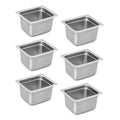 1/6 Hotel Pans 4 in Deep Stainless Steel Food Pan - 6 Pack