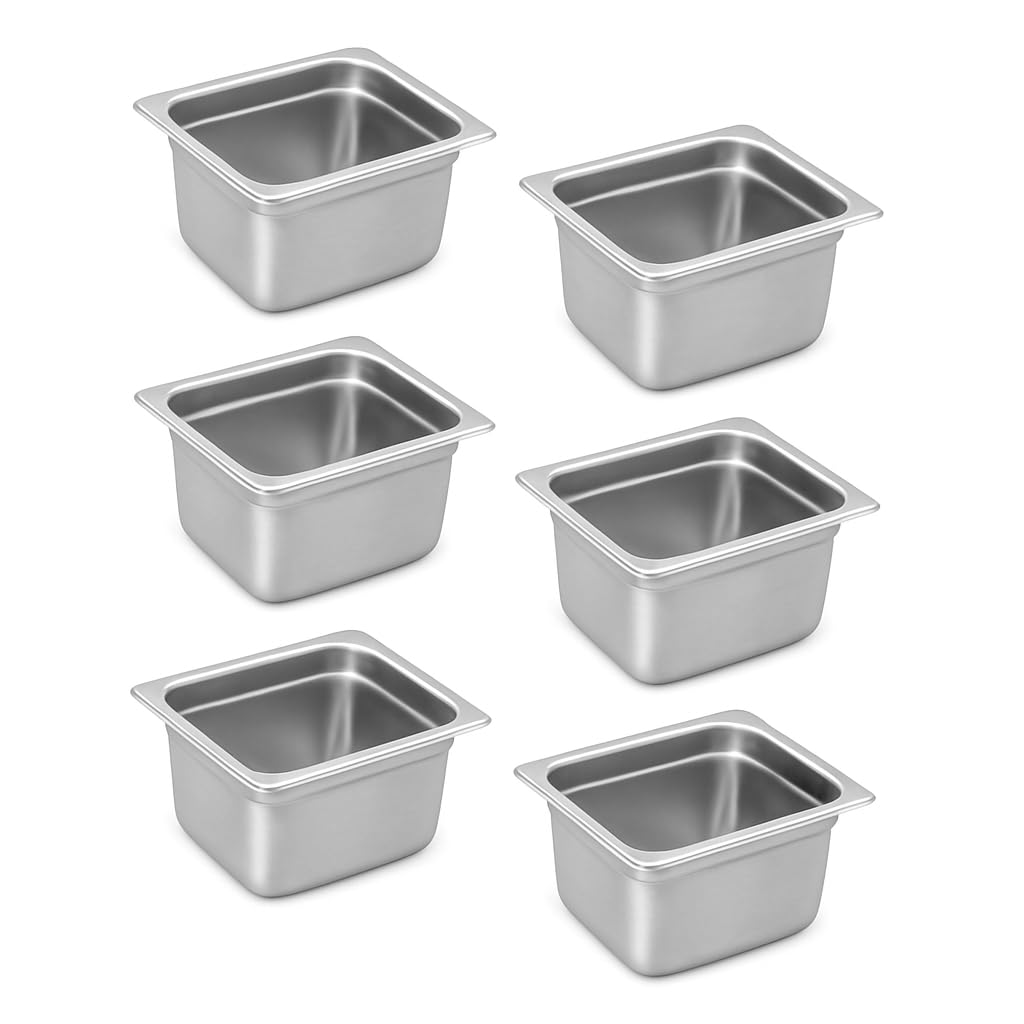 1/6 Hotel Pans 4 Inch Deep Stainless Steel Food Pan Set