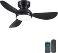 36 Inch Modern Flush Mount Ceiling Fan with Light - Low-Profile Design