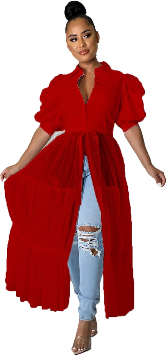 Ekaliy Women Sexy Short Sleeve Bodycon High Low Tunic Blouse