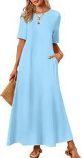 MEROKEETY Women's 2025 Summer Maxi Dress - Casual Beach Tee Dress