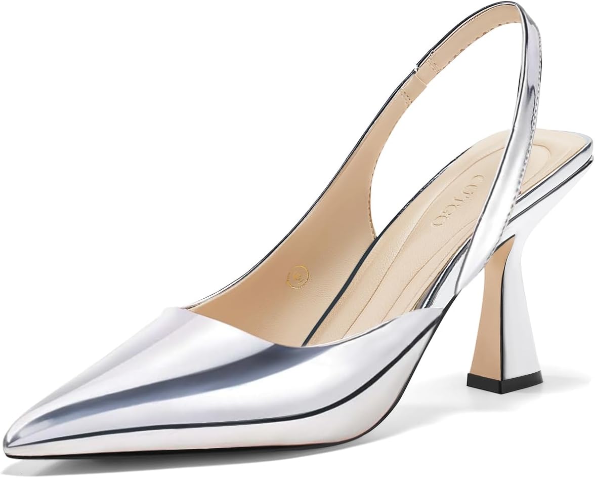 Coutgo Womens Slingback Stiletto High Heels for Office Wear