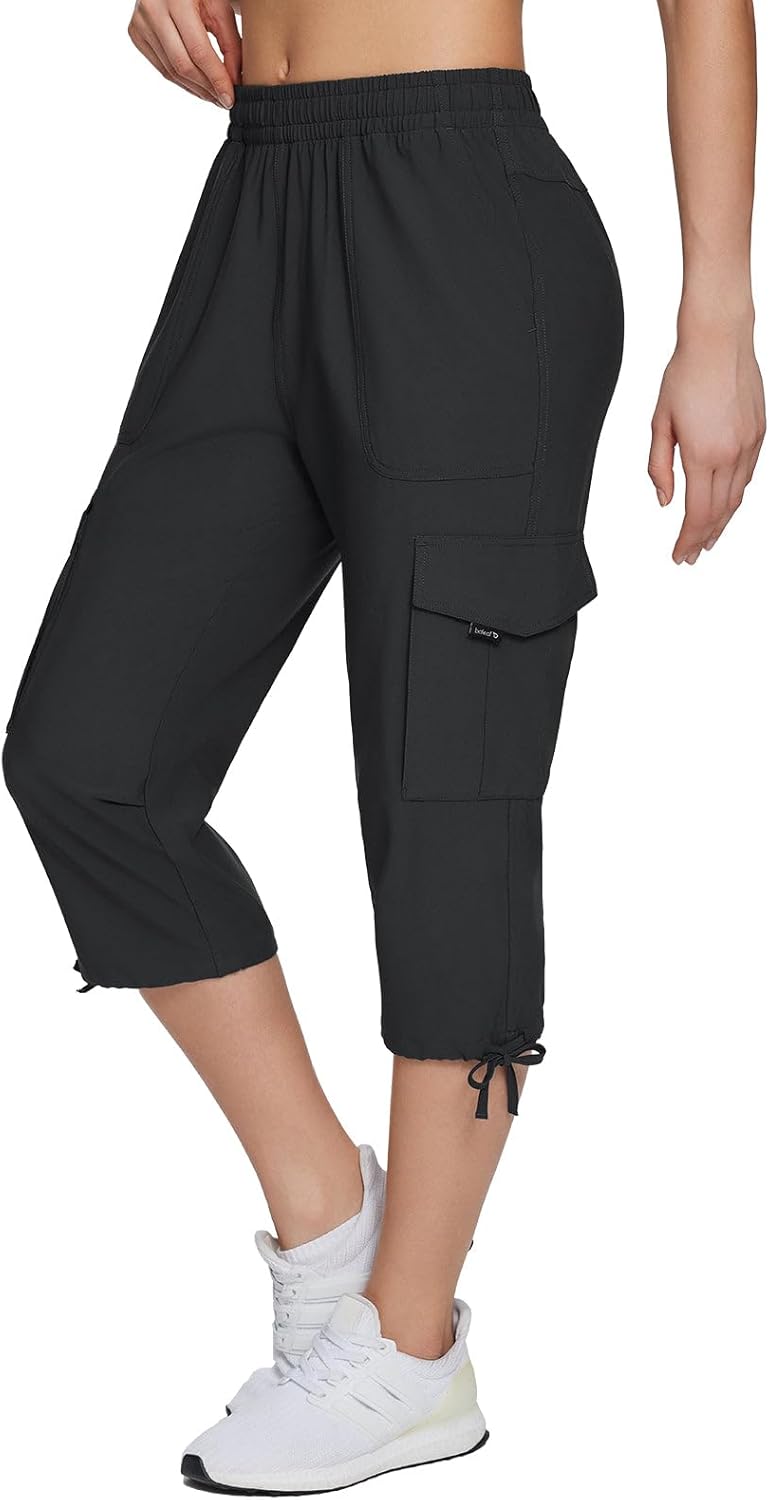 BALEAF Women's Cargo Capri Hiking Pants for Outdoor Adventures
