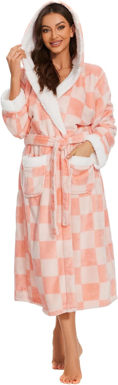 Iniber Plush Robes for Women - Fuzzy Fluffy Soft Warm Fleece