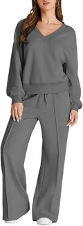 Herseas Women 2 Piece Sweatsuit 2025 - Casual V Neck Tracksuit
