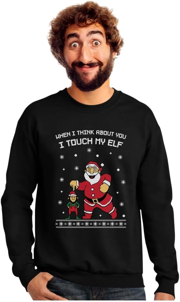 Tstars Funny Christmas Elf Sweater for Men