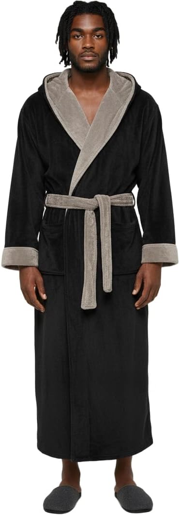 Plush Fleece Hooded Bathrobe for Men - Big and Tall Comfort
