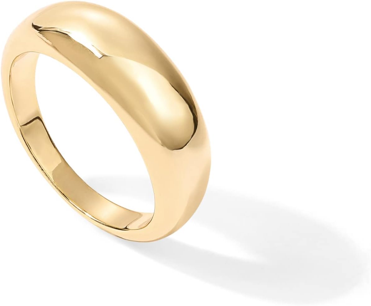 PAVOI 14K Gold Plated Chunky Dome Ring for Stylish Women
