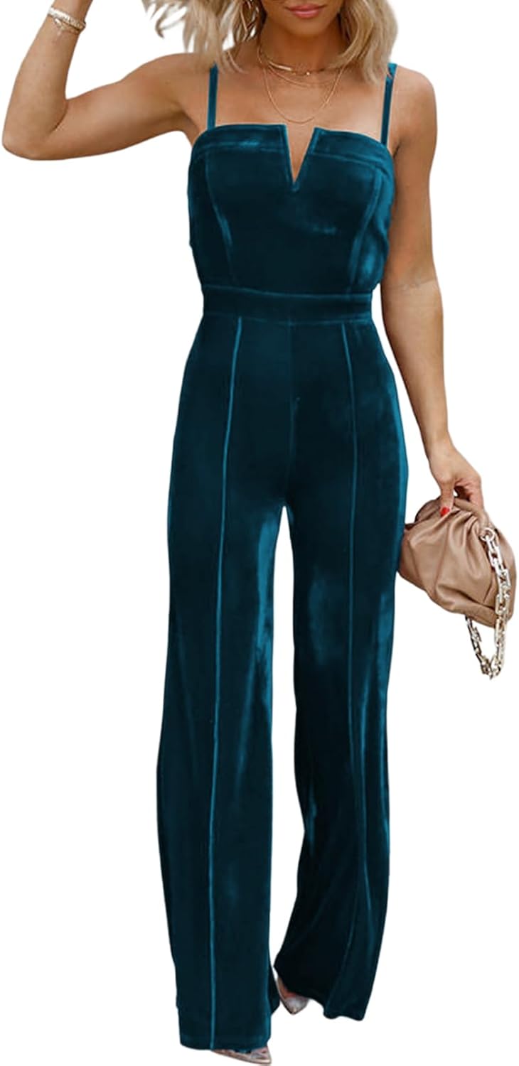 Stylish Velvet Jumpsuits for Women with Adjustable Straps