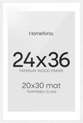White Picture Frame 24x36 with Mat 20x30 - Oak Wood Gallery Look
