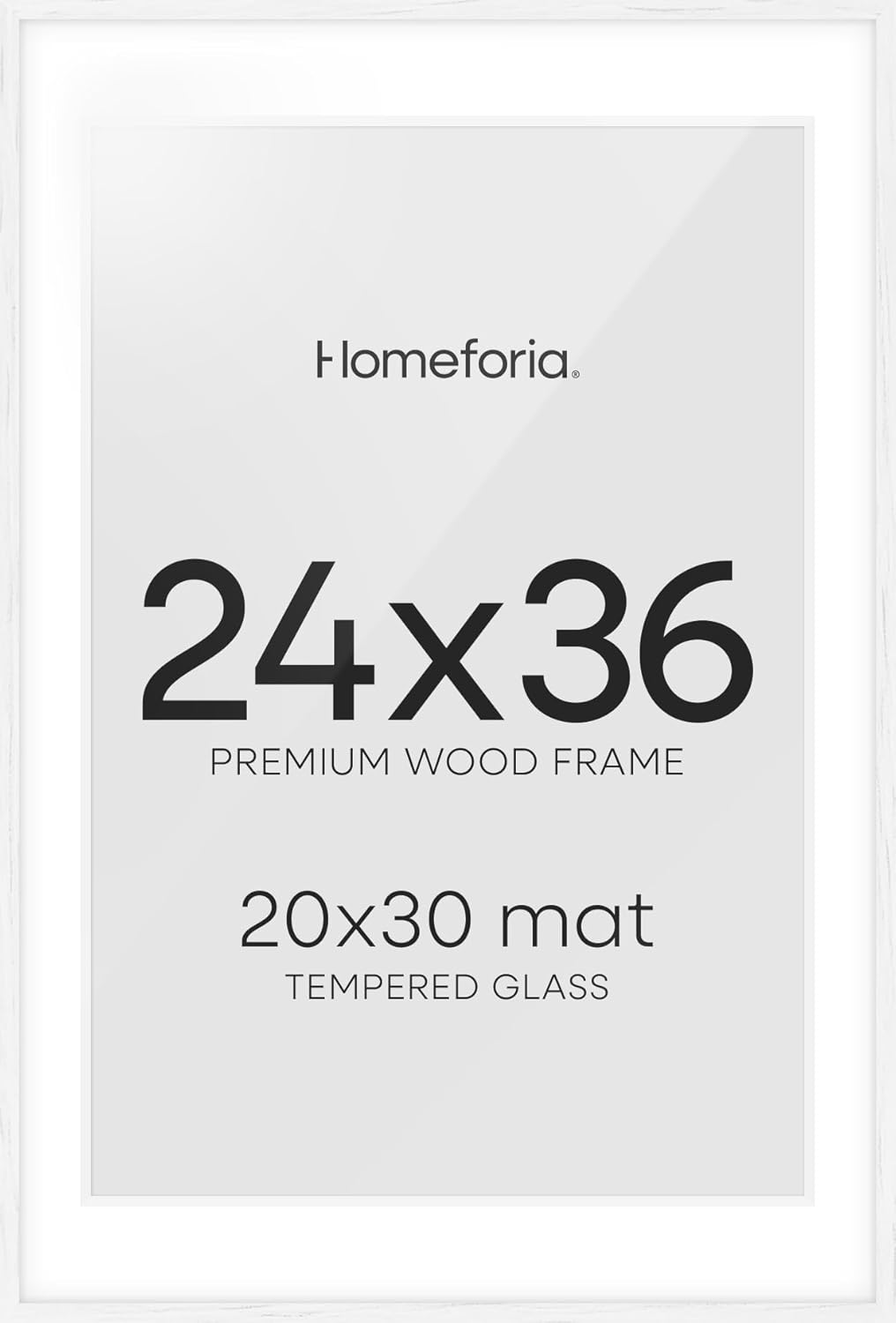 Homeforia White Picture Frame 24x36 with Mat for Photos