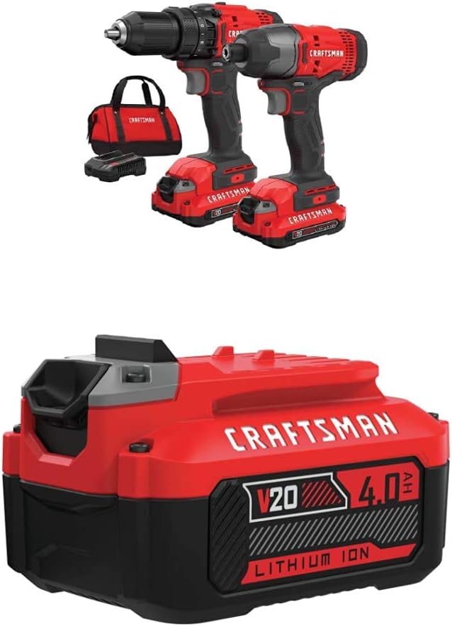 Powerful CRAFTSMAN V20 MAX Cordless Drill and Impact Driver Kit