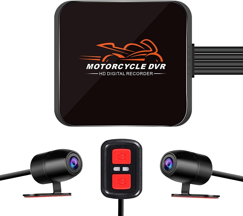 VSYSTO WiFi Motorcycle Dash Cam with Dual 1080P Cameras