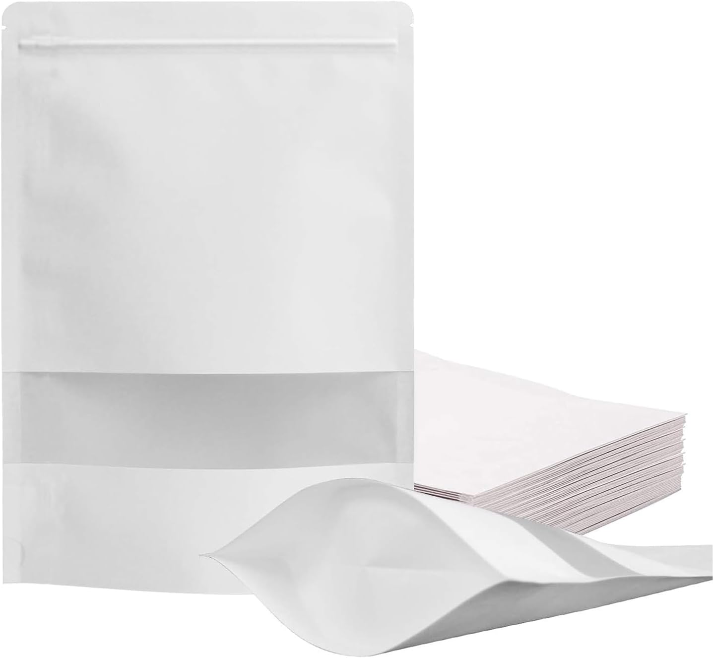 Resealable Stand Up White Paper Bags for Food Storage Needs