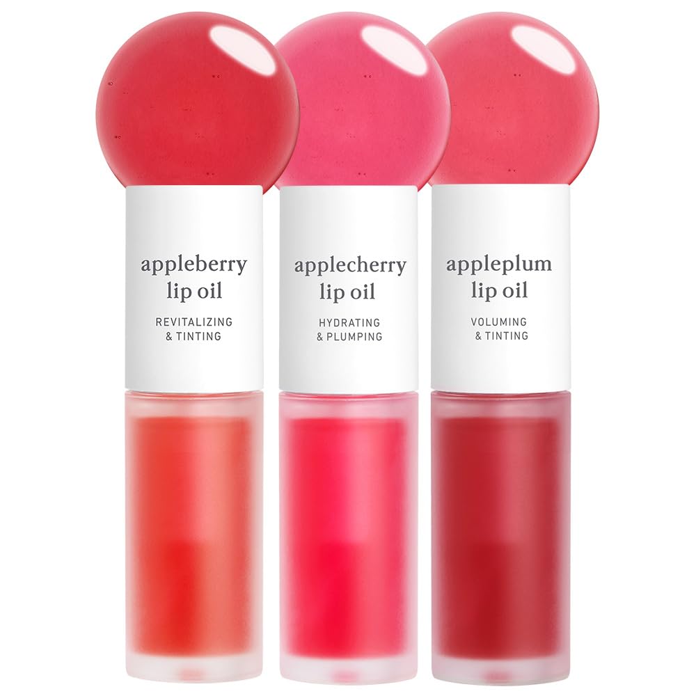 NOONI Vegan Appleseed Lip Oil Set for Moisturizing Lips