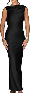 Memoriesea Elegant Sleeveless High Neck Tie Maxi Dress - Flattering it