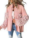 Womens Oversized Sequin Patchwork Denim Shacket - Sparkle Layer