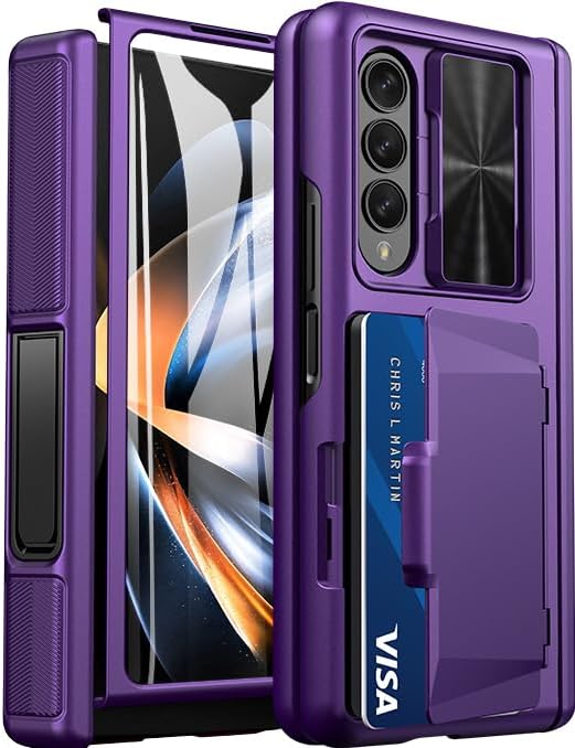 Durable Galaxy Z Fold 4 Case with Kickstand & Card Holder