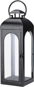 Bdor 16 in Metal and Tempered Glass Candle Lantern - Premium Outdoor