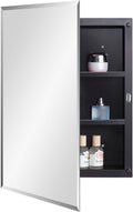Black Plastic Bathroom Medicine Mirror Cabinet 16 x 22 in - Versatile