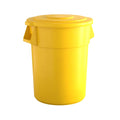 55 Gallon Yellow Round Commercial Trash Can with Lid - Durable, Odor