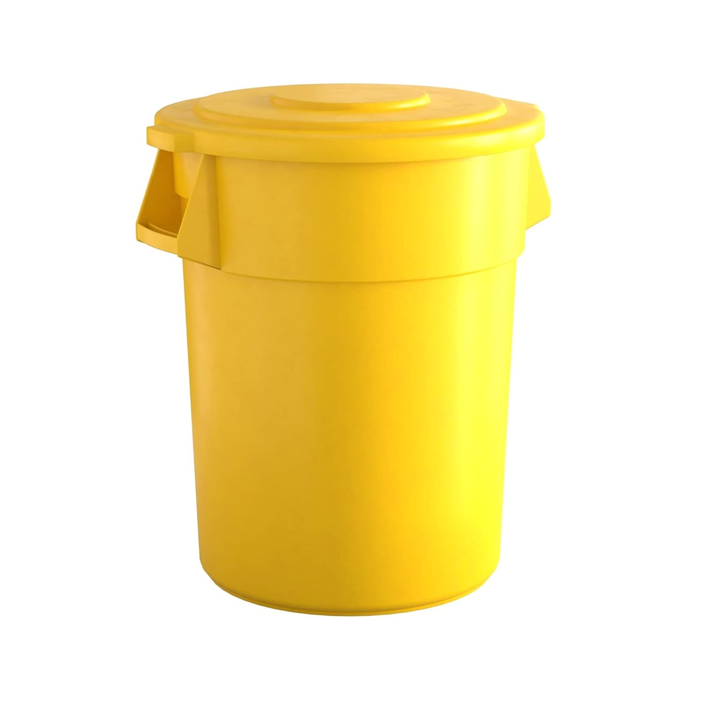 55 Gallon Yellow Round Commercial Trash Can with Lid for Durability