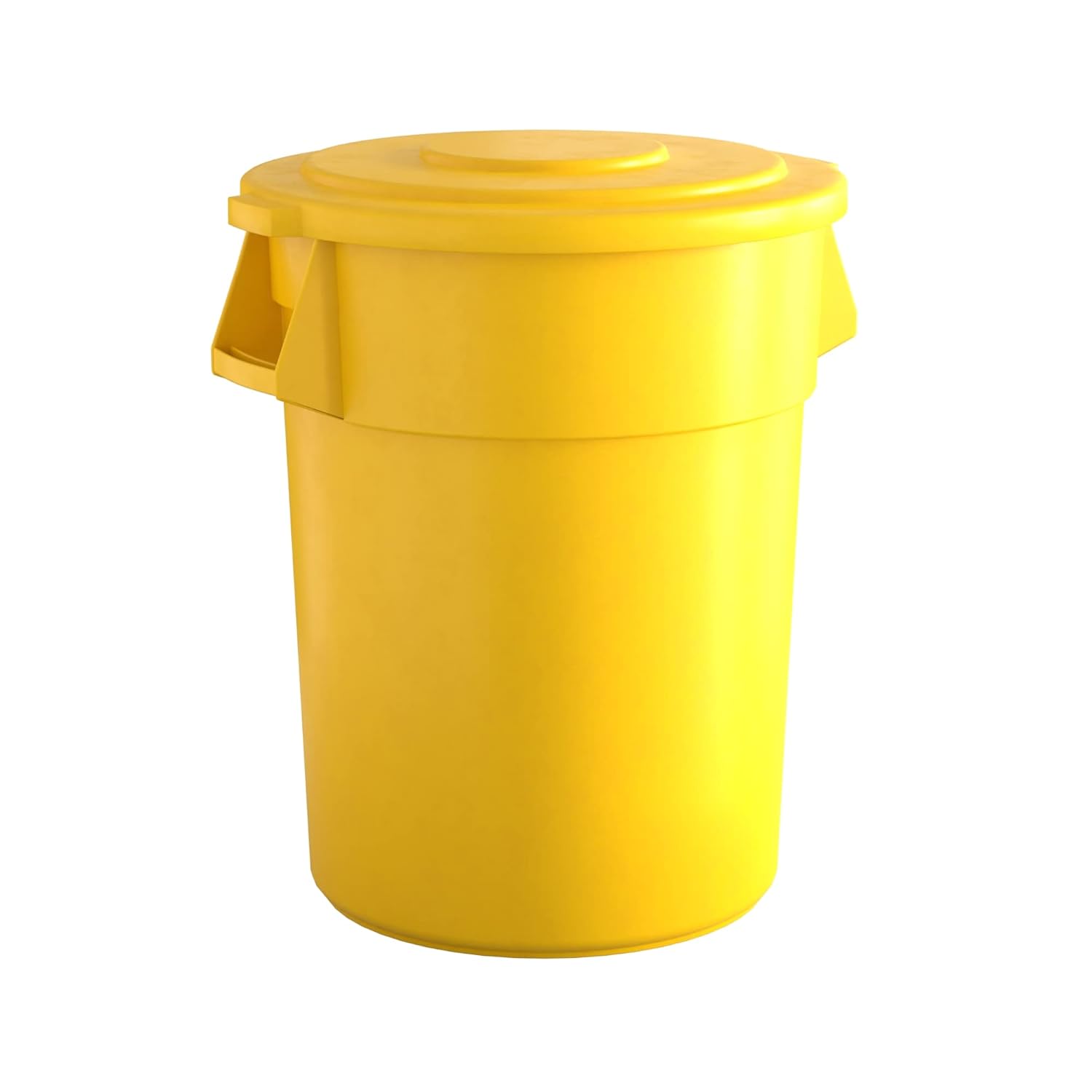 55 Gallon Yellow Round Commercial Trash Can with Lid for Durability
