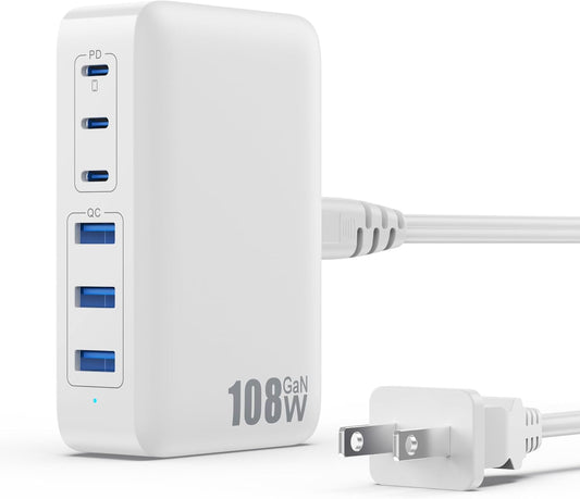 Super Fast 108W 6-Port USB C Charger Hub
