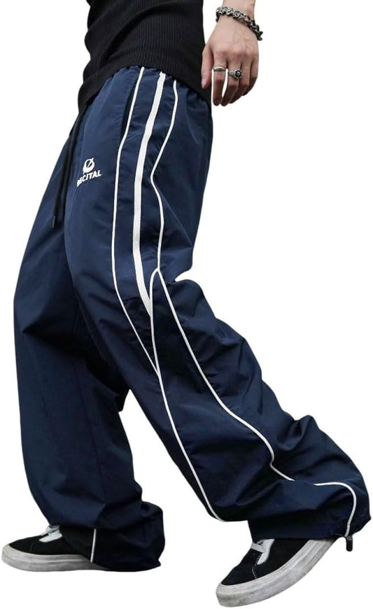 ZAFUL Mens Baggy Pants Y2K Contrast Piping Drawstring Sweatpants