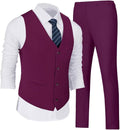 Men's V-Neck Slim Fit Vest and Pants Suit - 2 Piece Casual Set
