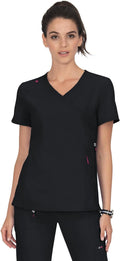 KOI Lite Women's Philosophy Mock Wrap Side Zipper Solid Scrub Top you