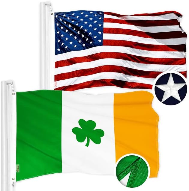 G128 Combo Pack: USA American Flag & Ireland Shamrock Flag
