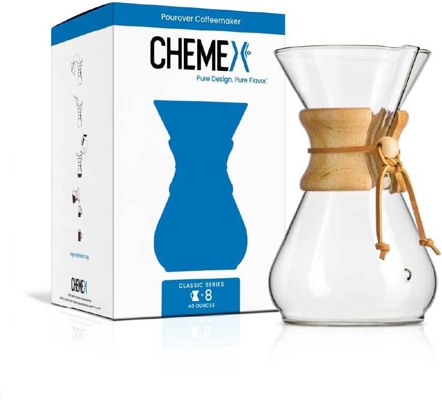 Chemex Pour-Over Glass Coffeemaker - Classic 8-Cup Design