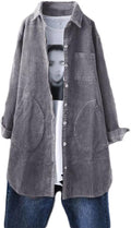 Minibee Women's Corduroy Shirt Coats Long Sleeve Button Down